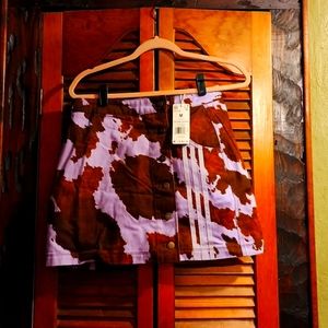 NWT IVY PARK Rodeo Denim Cow skirt